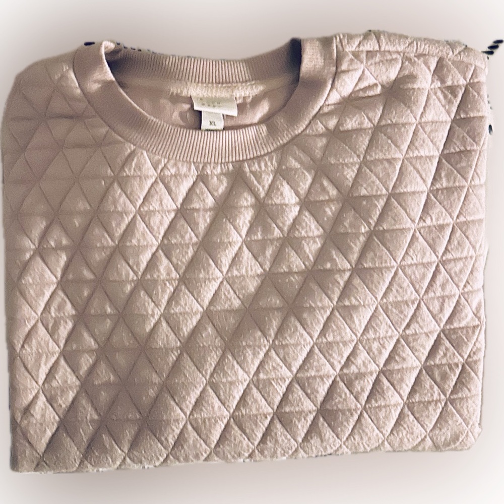 A New Day Quilted Pullover Puff Sleeve Lilac Top Size XL